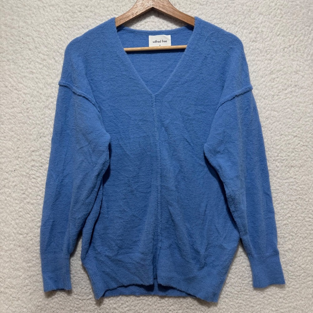 ARITZIA Wilfred Free Hush Knit V-Neck Sweater Blue Size XS